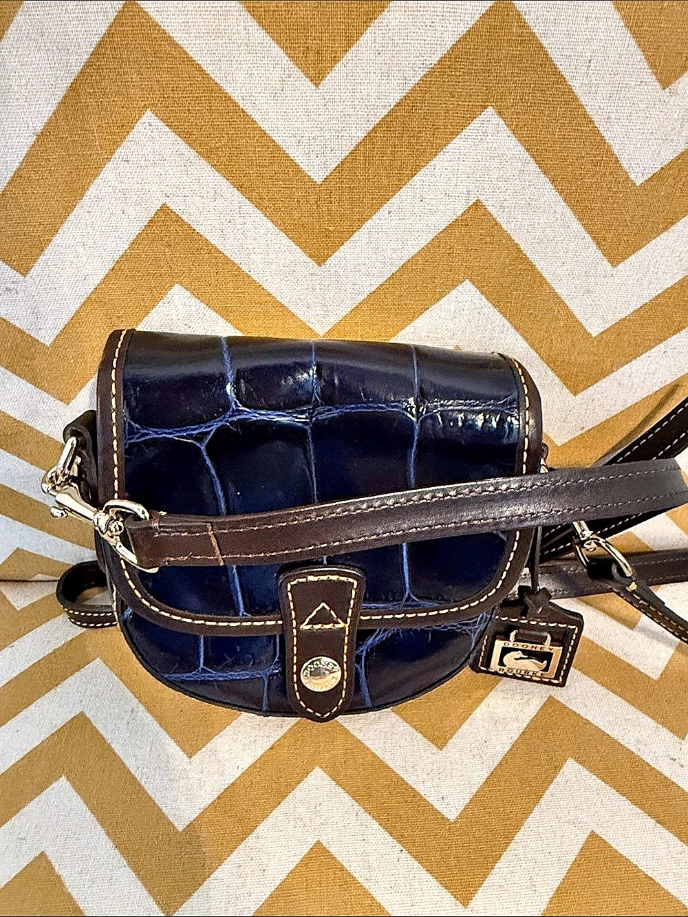 Dooney & Bourke Croc-Embossed Mini Flap Crossbody in Blue